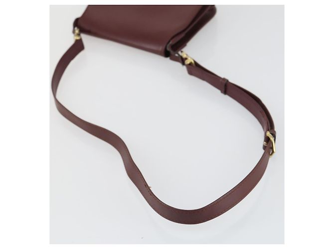 CARTIER Borsa a Spalla Must Line Pelle 2 Set Bordeaux Oro Auth mr1722 D'oro Bordò - vista 13
