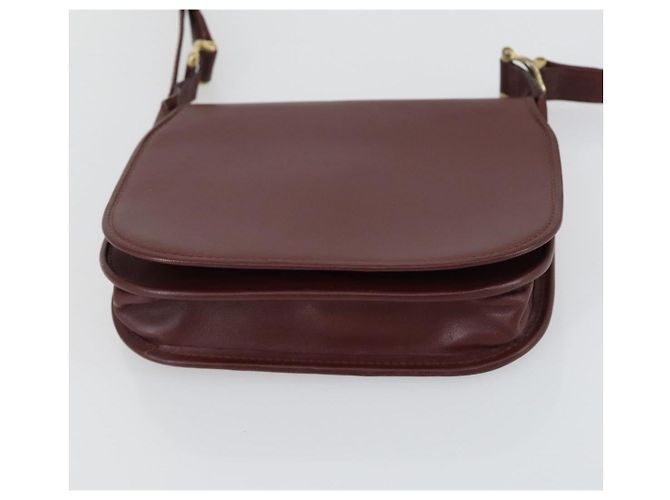 CARTIER Borsa a Spalla Must Line Pelle 2 Set Bordeaux Oro Auth mr1722 D'oro Bordò - vista 15
