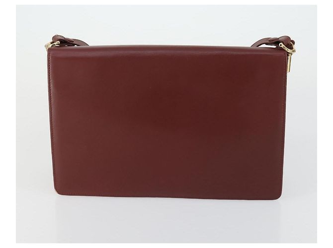 CARTIER Borsa a Spalla Must Line Pelle 2 Set Bordeaux Oro Auth mr1722 D'oro Bordò - vista 3