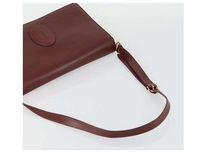 CARTIER Borsa a Spalla Must Line Pelle 2 Set Bordeaux Oro Auth mr1722 D'oro Bordò - vista 5