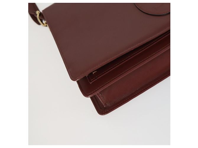CARTIER Borsa a Spalla Must Line Pelle 2 Set Bordeaux Oro Auth mr1722 D'oro Bordò - vista 8