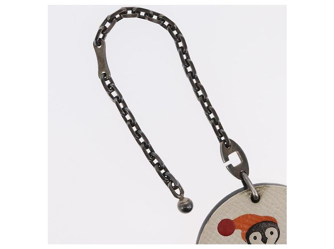 Hermès HERMES Pinguin Taschenanhänger Leder Weiß Braun Auth 157049 - Ansicht 4