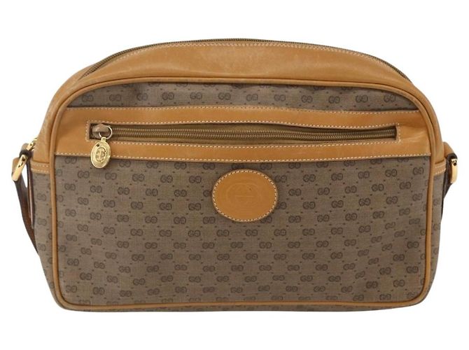 Gucci Borsa a spalla Micro GG Supreme in PVC Beige Oro Auth 158407 D'oro - vista 2