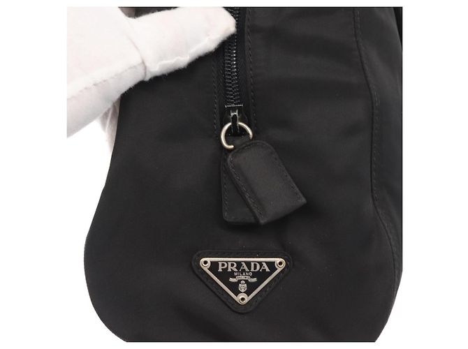 PRADA Borsa a mano in nylon nero argento Auth ka1143 - vista 10