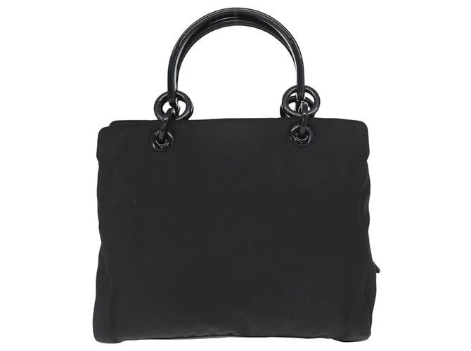 PRADA Borsa a mano in nylon nero argento Auth ka1143 - vista 13