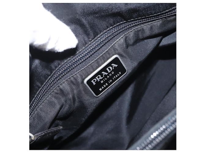 PRADA Borsa a mano in nylon nero argento Auth ka1143 - vista 17