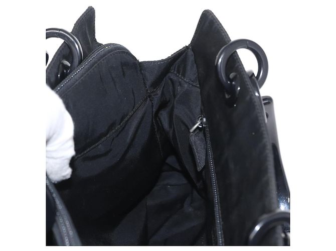 PRADA Borsa a mano in nylon nero argento Auth ka1143 - vista 19