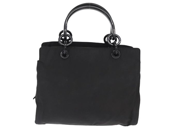 PRADA Borsa a mano in nylon nero argento Auth ka1143 - vista 2