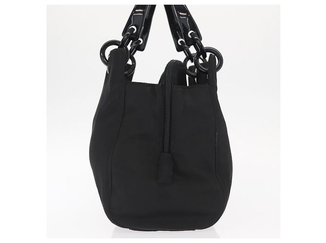 PRADA Borsa a mano in nylon nero argento Auth ka1143 - vista 3