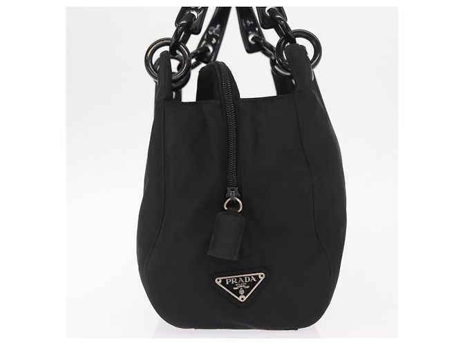PRADA Borsa a mano in nylon nero argento Auth ka1143 - vista 4