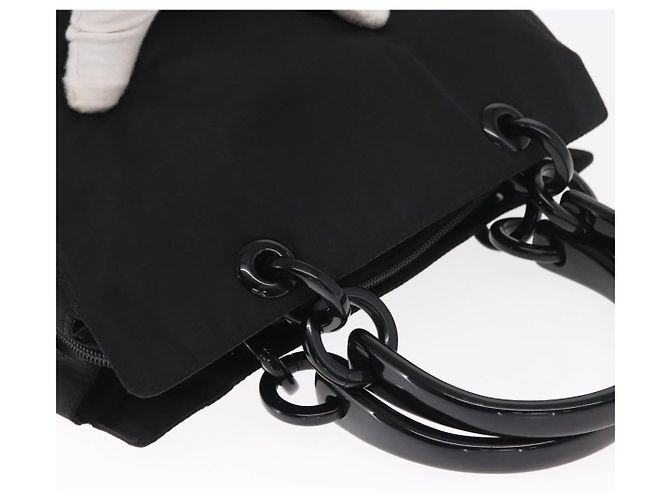 PRADA Borsa a mano in nylon nero argento Auth ka1143 - vista 6