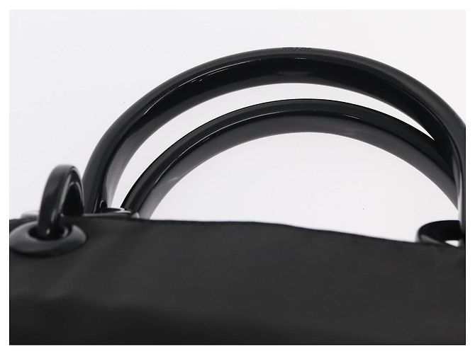 PRADA Borsa a mano in nylon nero argento Auth ka1143 - vista 8