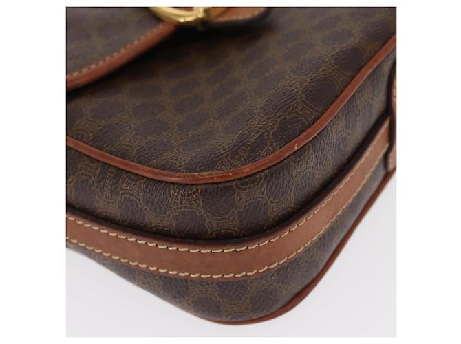 Céline Bolsa de Ombro em Lona Macadam CELINE em Couro PVC Marrom Dourado Auth BA9074 - vista 10
