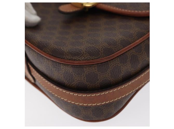 Céline Bolsa de Ombro em Lona Macadam CELINE em Couro PVC Marrom Dourado Auth BA9074 - vista 14