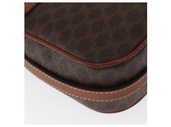 Céline Bolsa de Ombro em Lona Macadam CELINE em Couro PVC Marrom Dourado Auth BA9074 - vista 15