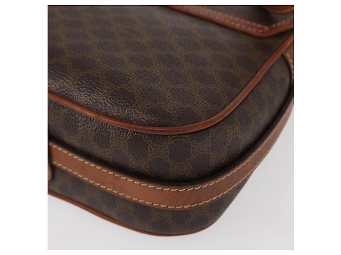 Céline Bolsa de Ombro em Lona Macadam CELINE em Couro PVC Marrom Dourado Auth BA9074 - vista 16