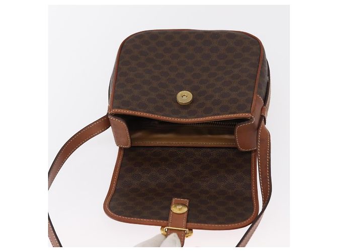 Céline Bolsa de Ombro em Lona Macadam CELINE em Couro PVC Marrom Dourado Auth BA9074 - vista 18