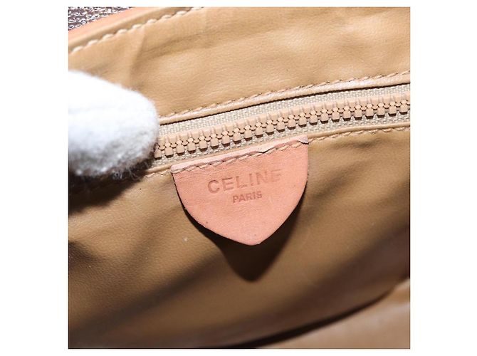Céline Bolsa de Ombro em Lona Macadam CELINE em Couro PVC Marrom Dourado Auth BA9074 - vista 19