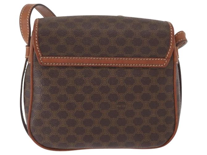 Céline Bolsa de Ombro em Lona Macadam CELINE em Couro PVC Marrom Dourado Auth BA9074 - vista 2