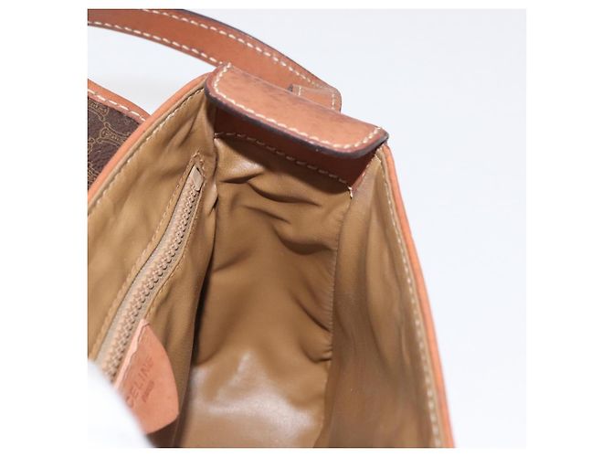 Céline Bolsa de Ombro em Lona Macadam CELINE em Couro PVC Marrom Dourado Auth BA9074 - vista 20
