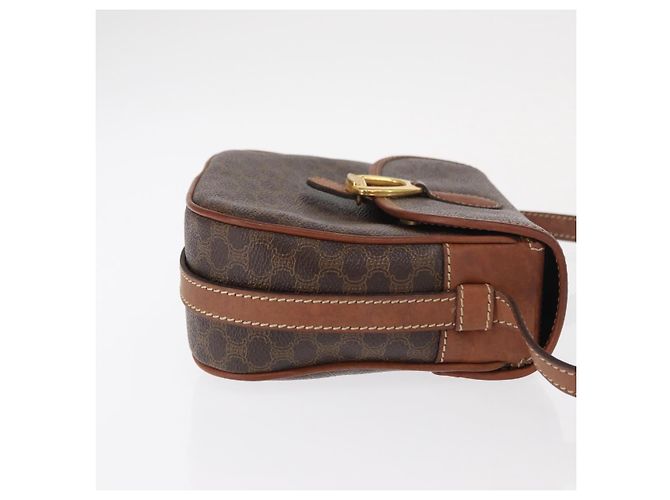 Céline Bolsa de Ombro em Lona Macadam CELINE em Couro PVC Marrom Dourado Auth BA9074 - vista 3