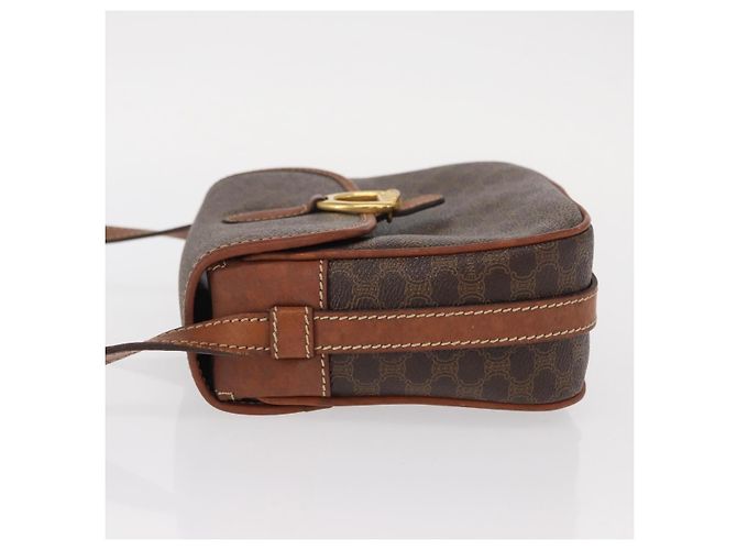 Céline Bolsa de Ombro em Lona Macadam CELINE em Couro PVC Marrom Dourado Auth BA9074 - vista 4