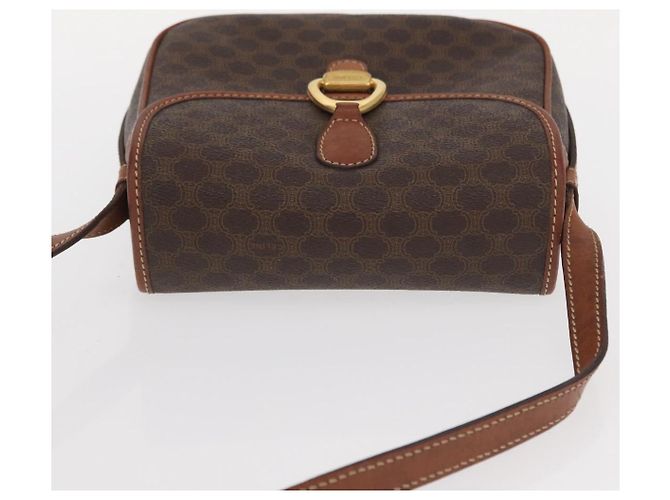 Céline Bolsa de Ombro em Lona Macadam CELINE em Couro PVC Marrom Dourado Auth BA9074 - vista 6
