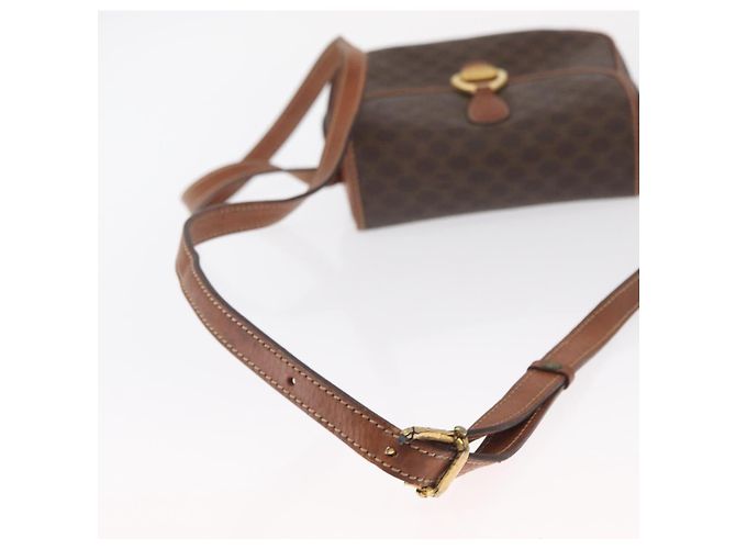 Céline Bolsa de Ombro em Lona Macadam CELINE em Couro PVC Marrom Dourado Auth BA9074 - vista 7