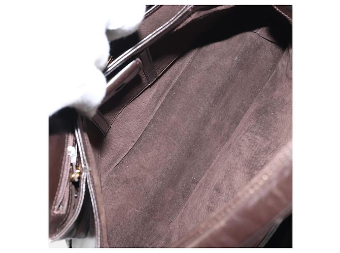 Borsa a mano GUCCI in pelle marrone scuro con oro 000 406 1080 Auth ep12502 D'oro - vista 16