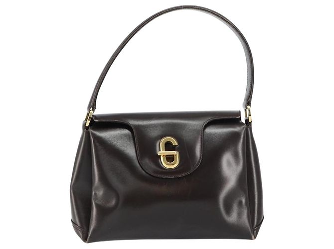 Borsa a mano GUCCI in pelle marrone scuro con oro 000 406 1080 Auth ep12502 D'oro - vista 2
