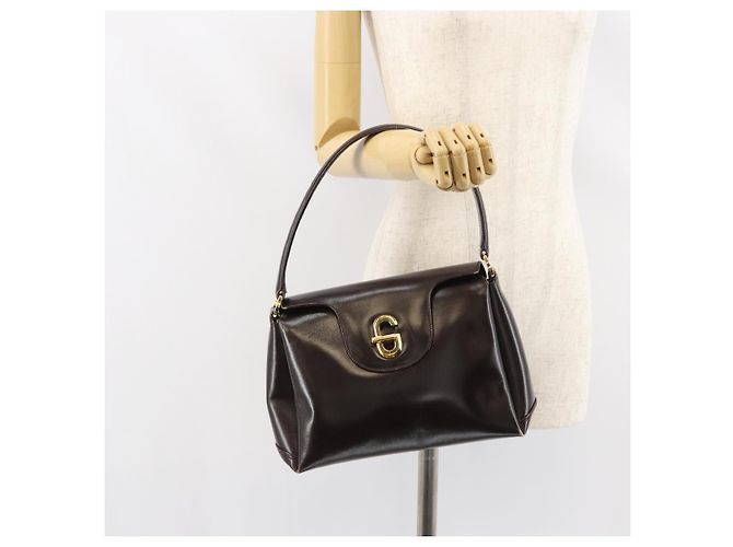 Borsa a mano GUCCI in pelle marrone scuro con oro 000 406 1080 Auth ep12502 D'oro - vista 24