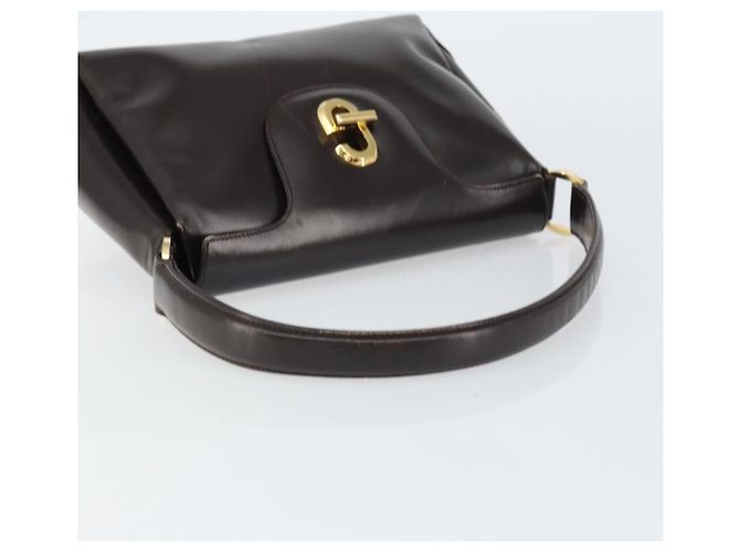 Borsa a mano GUCCI in pelle marrone scuro con oro 000 406 1080 Auth ep12502 D'oro - vista 7