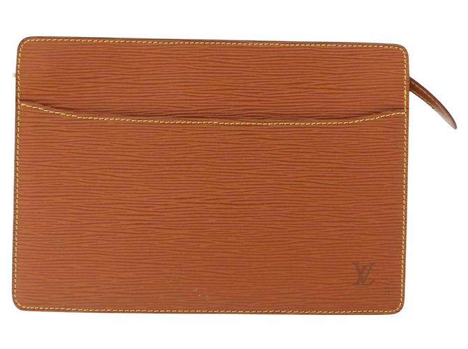 LOUIS VUITTON Pochette Masculina Epi Bolsa Marrom Zipangu Dourado M52528 LV Auth bs32026 - vista 13