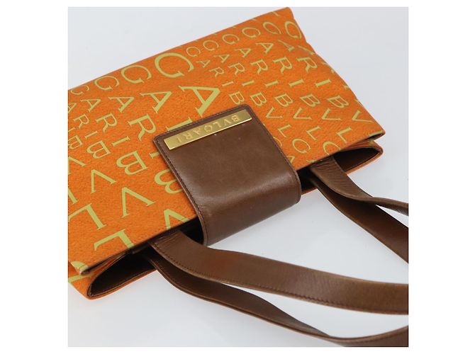 Bulgari Borsa Tote BVLGARI in nylon e pelle arancione dorato Auth bs32037 D'oro - vista 6