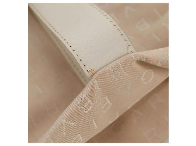 Bulgari Borsa Tote BVLGARI Logo Mania in tela e pelle beige argento Auth 158698 - vista 10