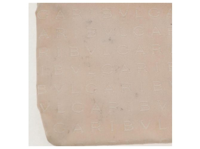 Bulgari Borsa Tote BVLGARI Logo Mania in tela e pelle beige argento Auth 158698 - vista 19