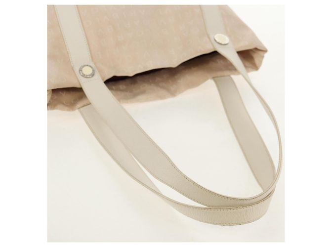 Bulgari Borsa Tote BVLGARI Logo Mania in tela e pelle beige argento Auth 158698 - vista 7