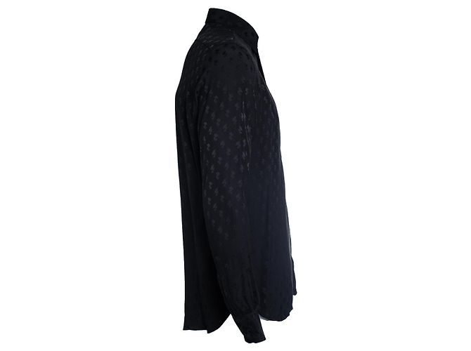 Camisa negra Saint Laurent con estampado de hojas Negro - vista 4