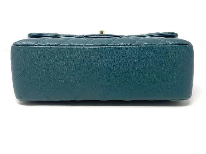 Borsa Chanel Jumbo Timeless/ Classica a doppio flap in pelle caviar trapuntata verde Verde scuro - vista 4