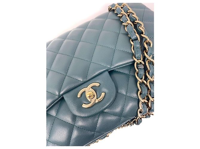 Borsa Chanel Jumbo Timeless/ Classica a doppio flap in pelle caviar trapuntata verde Verde scuro - vista 9