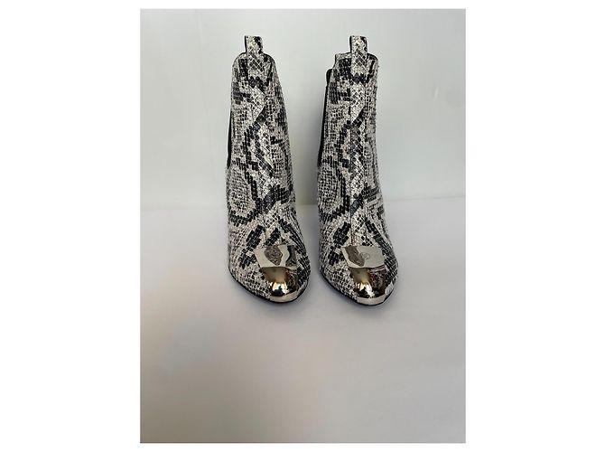 Stivaletti Louis Vuitton in pelle esotica nera e bianca Nero Bianco - vista 3