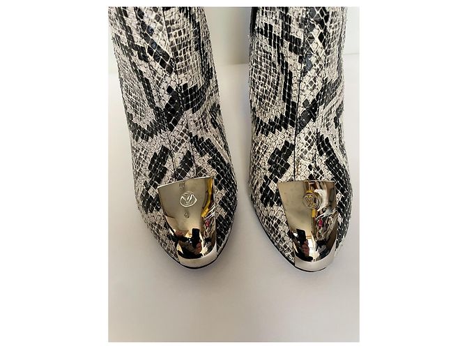 Stivaletti Louis Vuitton in pelle esotica nera e bianca Nero Bianco - vista 4
