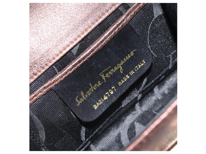 Borsa a Spalla Gancini in Pelle Salvatore Ferragamo D'oro - vista 6