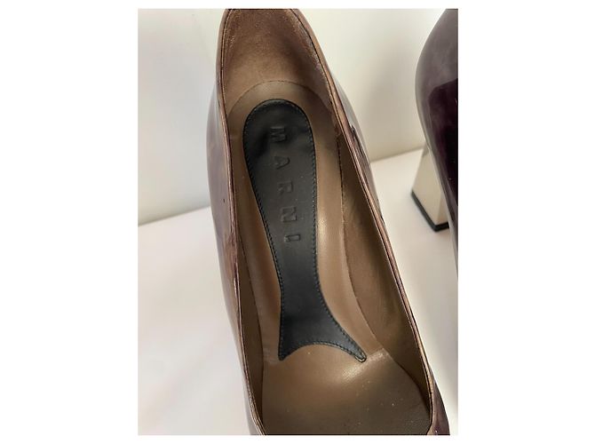 Décolleté Marni in pelle marrone - vista 4