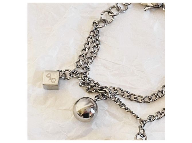 Bracciale vintage DOLCE & GABBANA catena doppia dadi e sfere Argento - vista 10
