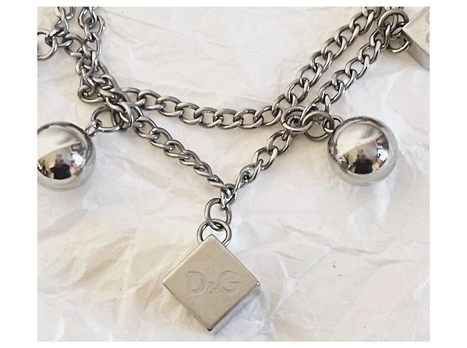 Bracciale vintage DOLCE & GABBANA catena doppia dadi e sfere Argento - vista 11
