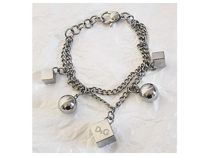 Bracciale vintage DOLCE & GABBANA catena doppia dadi e sfere Argento - vista 12
