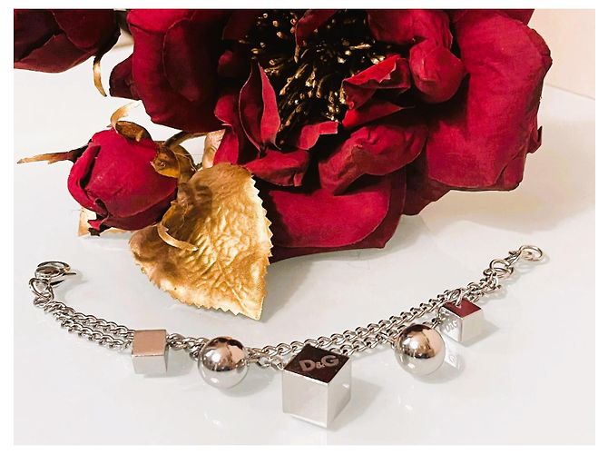 Bracciale vintage DOLCE & GABBANA catena doppia dadi e sfere Argento - vista 2