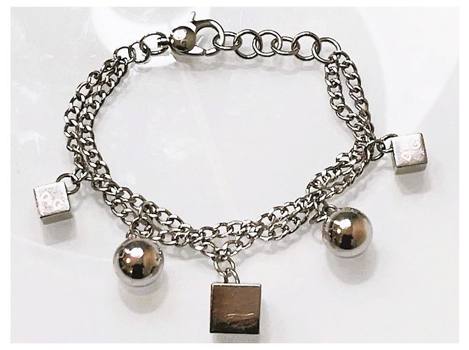 Bracciale vintage DOLCE & GABBANA catena doppia dadi e sfere Argento - vista 3