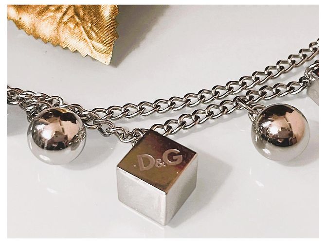 Bracciale vintage DOLCE & GABBANA catena doppia dadi e sfere Argento - vista 5